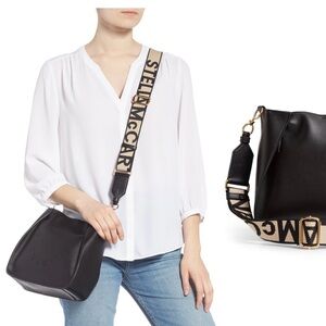 Stella McCartney Black and Cream Shoulder Bag with Distinctive Strap